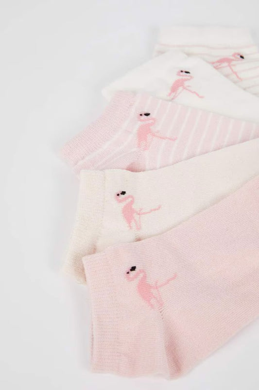 Girls' Cotton 5 Pack Short Socks - -