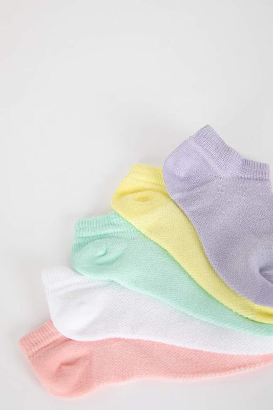 Girls 5 Pack Cotton Booties Socks - - Multicolor