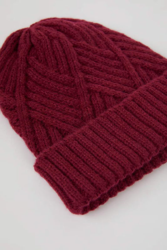 Girl Basic Knitted Beanie - - bordeaux 5-9