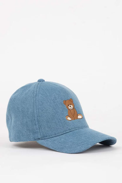 Girl Denim Embroidered Hat - -