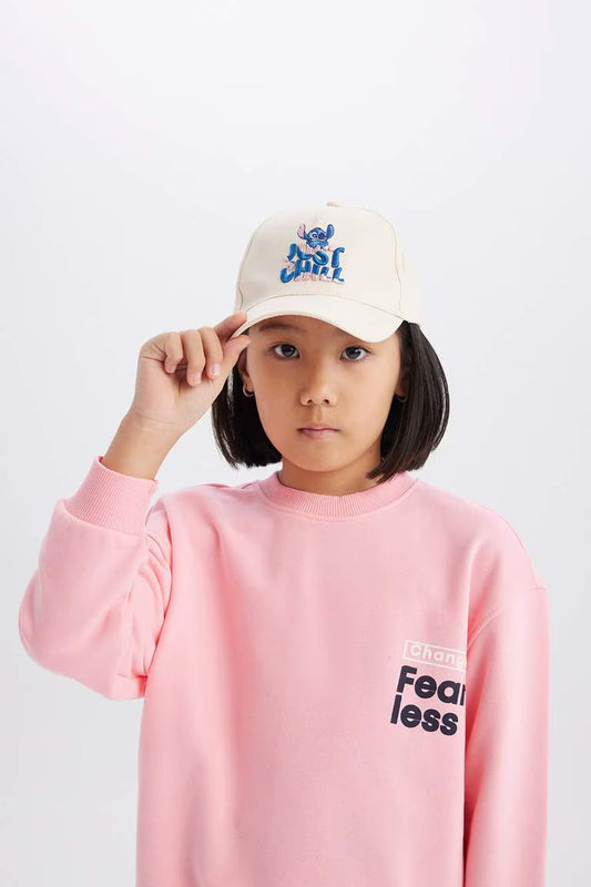 Girl Disney Lilo & Stitch Cotton Cap - - Ecru 5-9