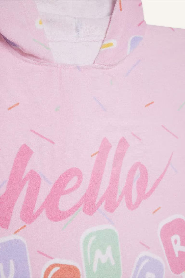 Girl Patterned Cotton Poncho Towel - -