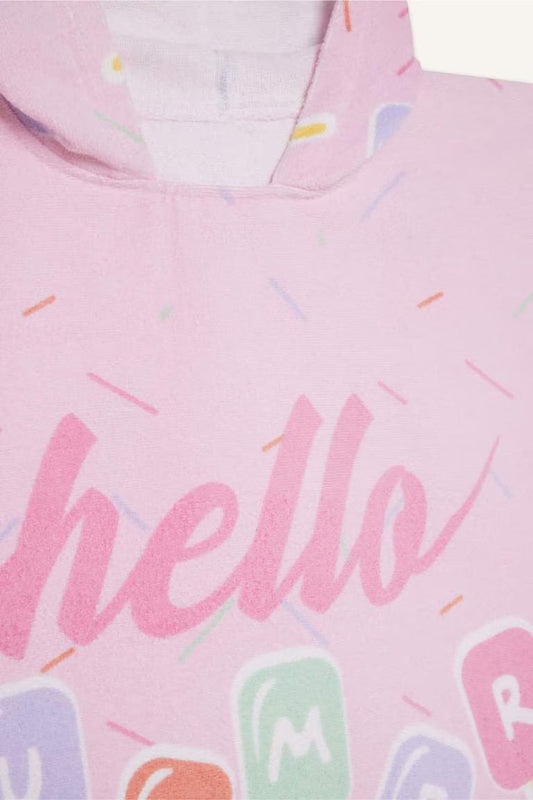 Girl Patterned Cotton Poncho Towel - -