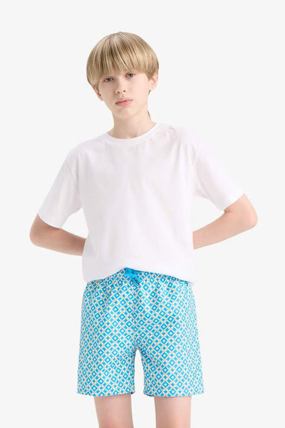Boy Regular Fit Hawaii Swim Shorts - - sky
