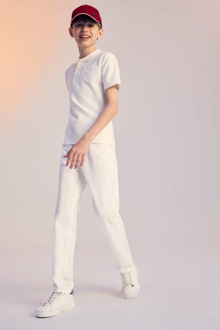 Boy Regular Fit Judge Collar Short Sleeve T-Shirt - - White