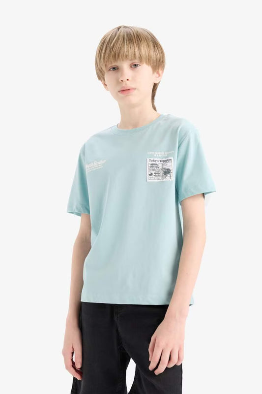 Boy Printed Crew Neck Short Sleeve T-Shirt - -