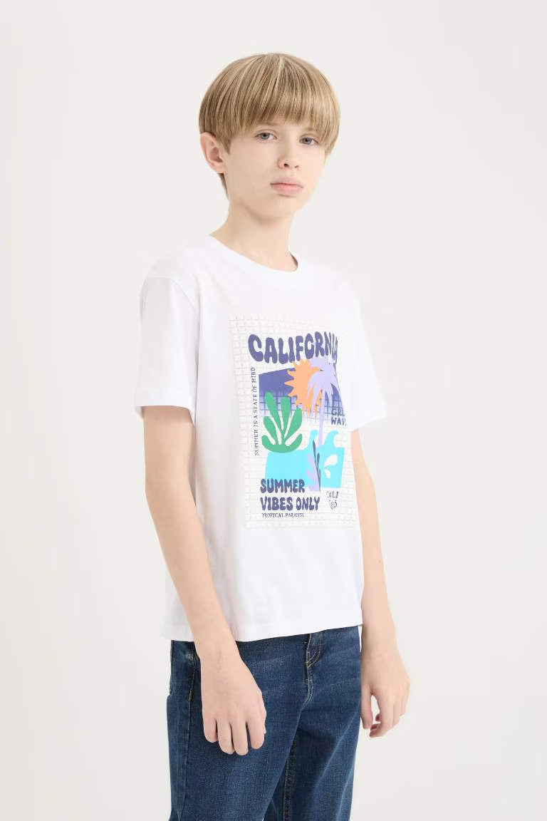 Boy New Regular Fit Crew Neck Puff Printed T-shirt - -