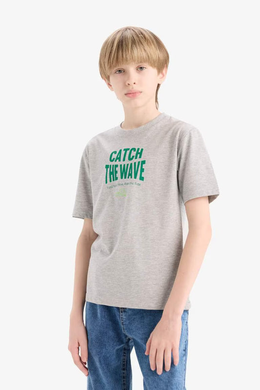 Boy Regular Fit Crew Neck Printed T-Shirt - - Heather