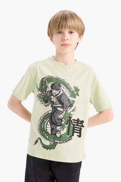 Boy New Regular Fit Crew Neck Anime Printed T-Shirt - -