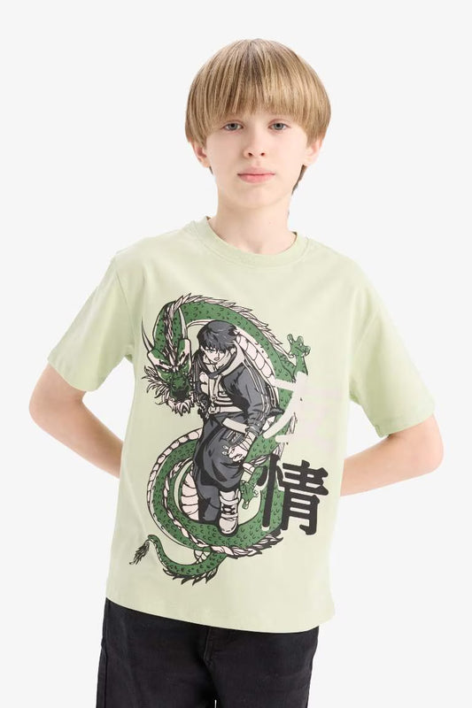 Boy New Regular Fit Crew Neck Anime Printed T-Shirt - -