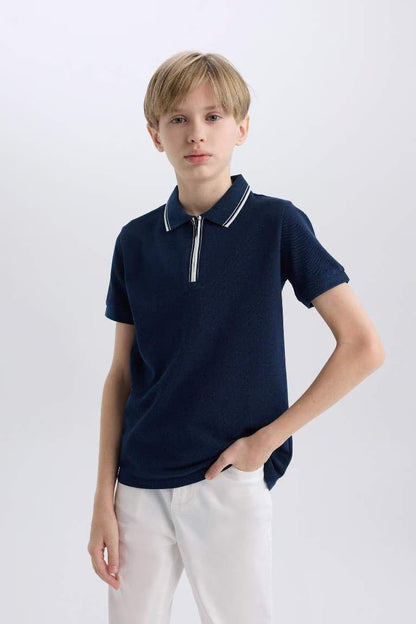 Boy Pique Short Sleeve Polo T-Shirt - -