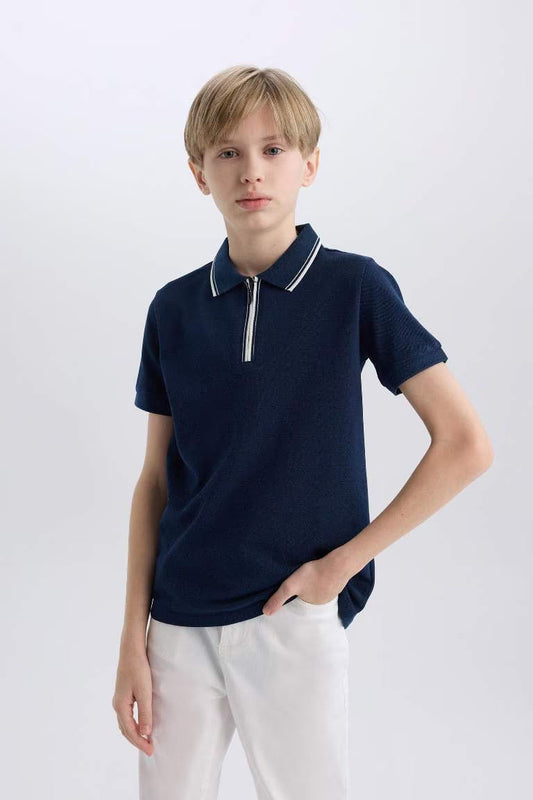 Boy Pique Short Sleeve Polo T-Shirt - -