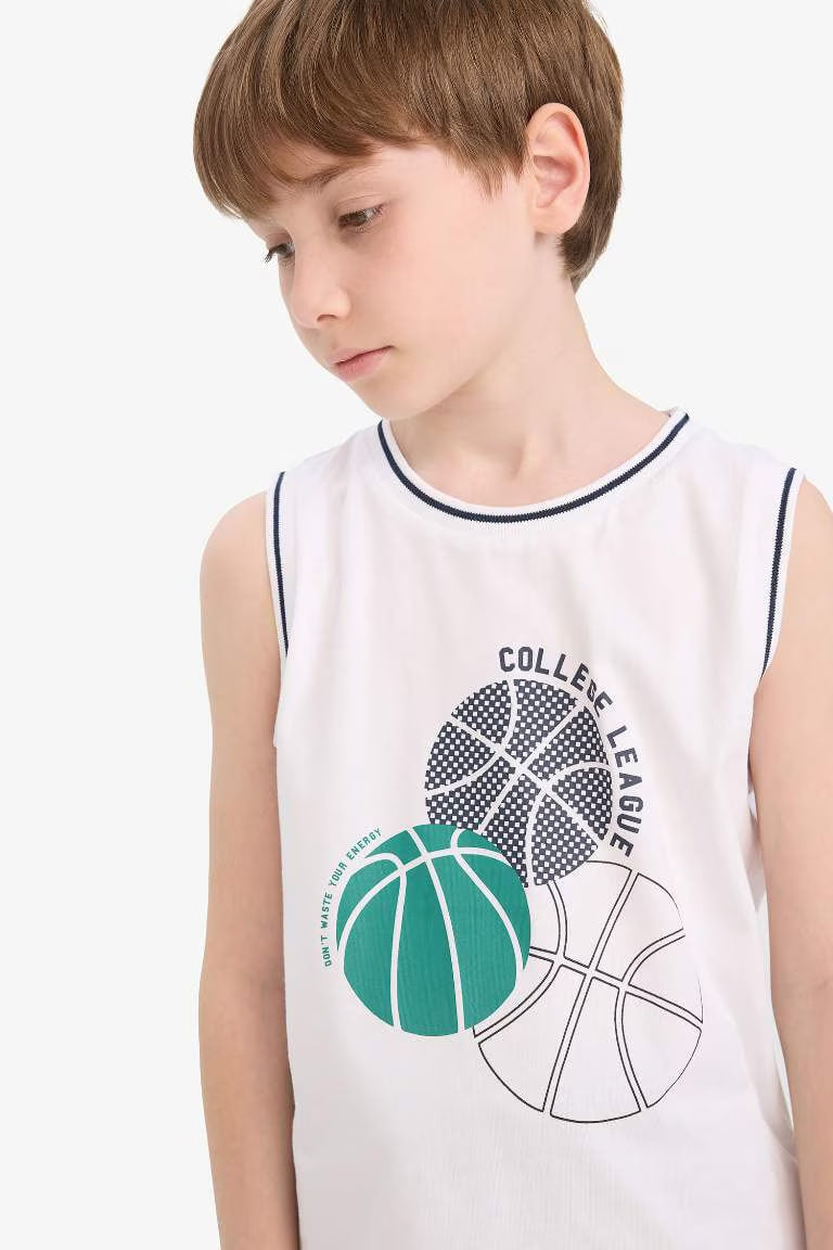 Boy Crew Neck Printed Tank Top - -