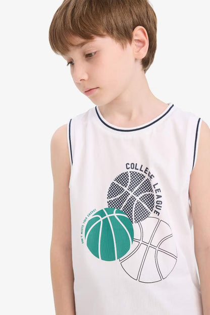 Boy Crew Neck Printed Tank Top - -
