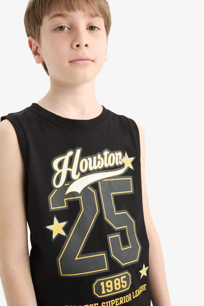 Boy Crew Neck Printed Tank Top - -