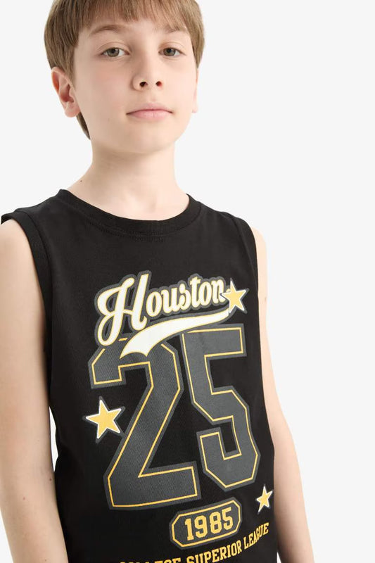 Boy Crew Neck Printed Tank Top - -