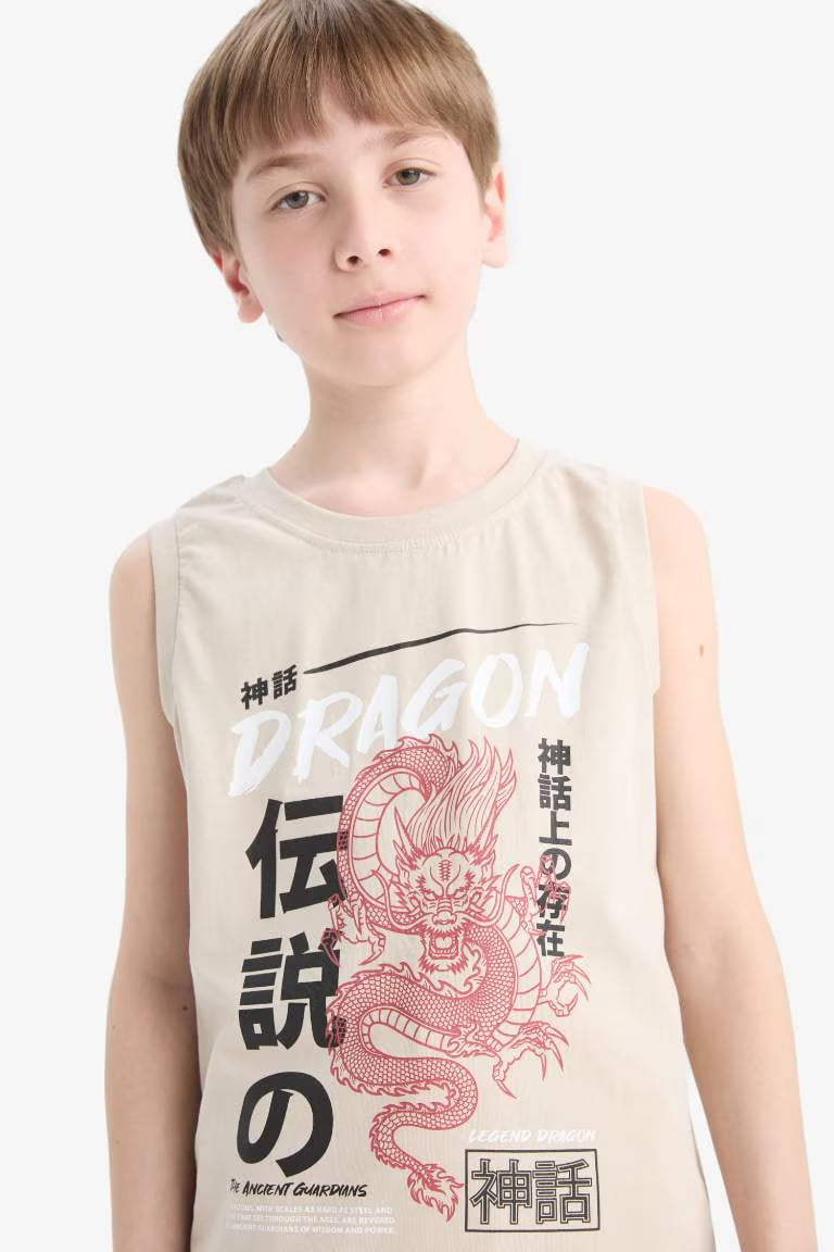 Boy Crew Neck Printed Tank Top - -