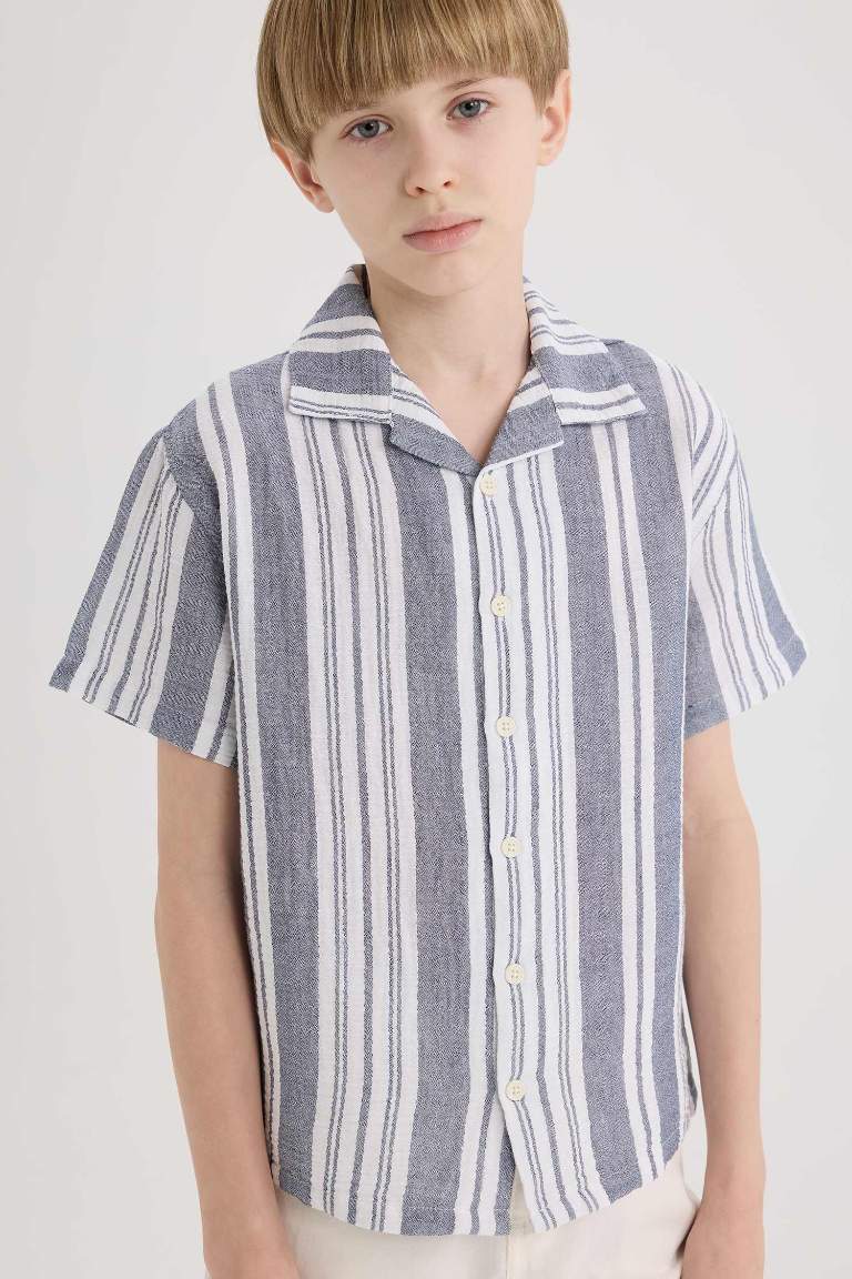 Boy Oversize Fit Polo Neck Short Sleeve Shirt - -