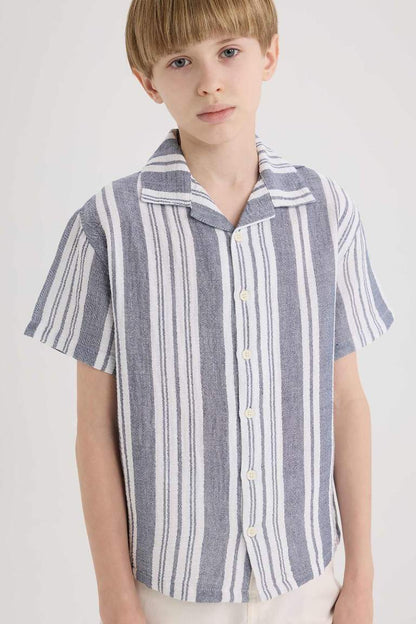 Boy Oversize Fit Polo Neck Short Sleeve Shirt - -