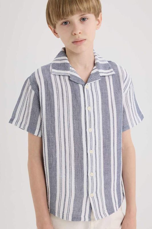 Boy Oversize Fit Polo Neck Short Sleeve Shirt - -