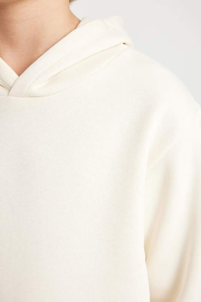 Boy Hooded Thick School Sweatshirt - -