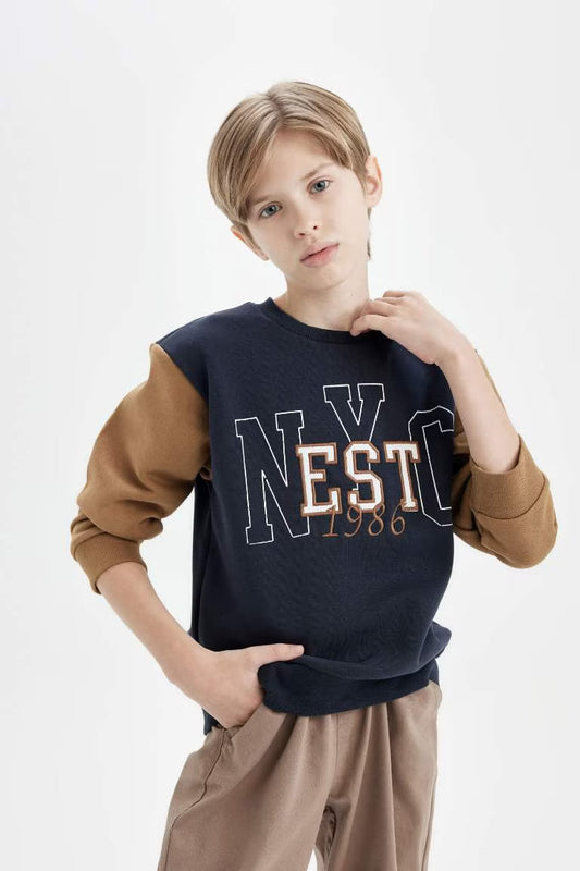 Boy Crew Neck Printed Sweatshirt - -