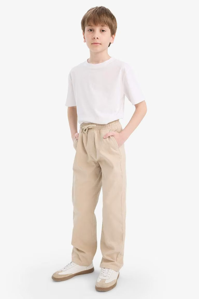 Boy Regular Fit Straight Leg Gabardine Pants - - Beige