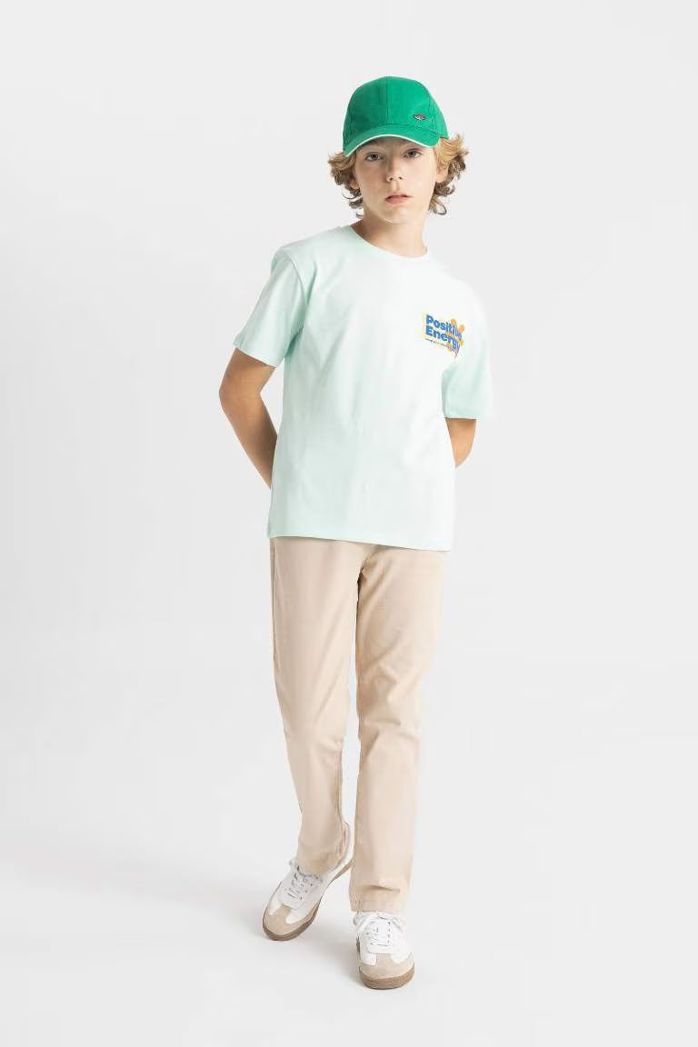 Boy Straight Leg Gabardine School Pants - - Beige