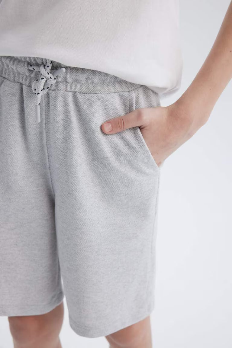 Boy Flexible Waist Pocketed Pique Shorts - -