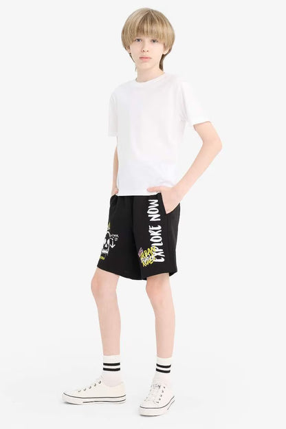 Boy Elastic Waist Printed Shorts - -