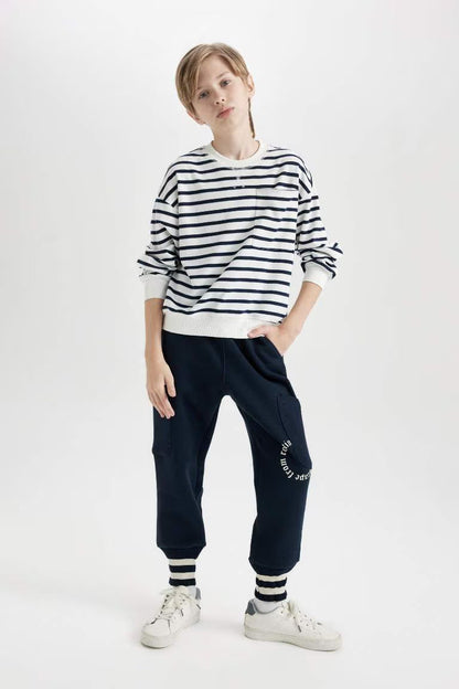 Boy Blue Regular Fit Elastic Waist Leg Printed Sweatpants - -