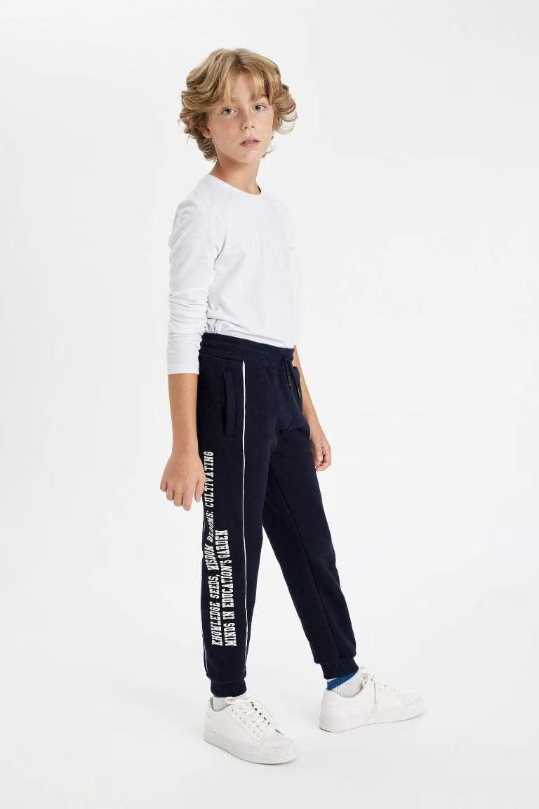 Boy Blue Printed Thick Jogger Elastic Waist Sweatpants - -
