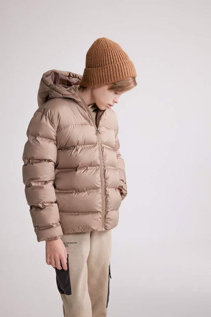 Boy Hooded Waterproof Puffer Jacket - -