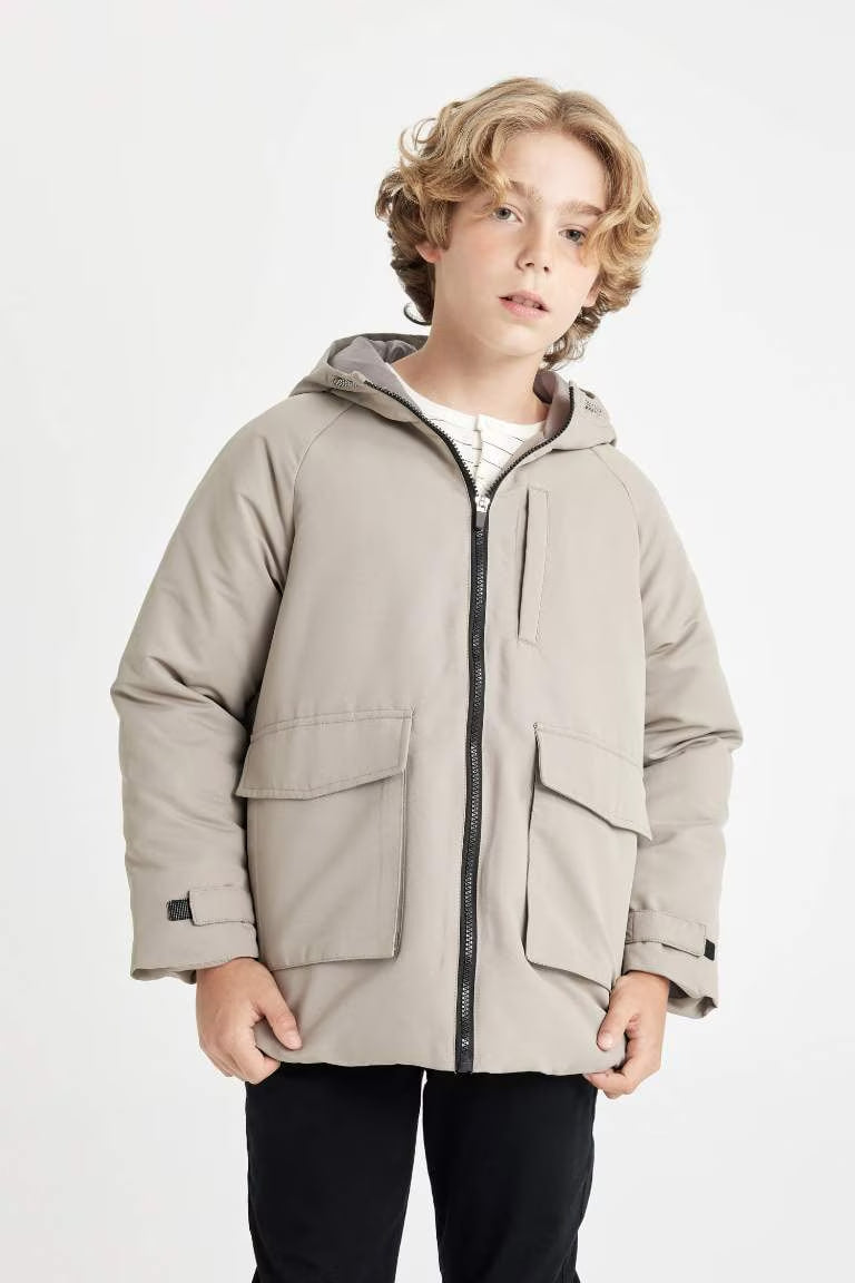 Boy Hooded Water Repellent Raincoat - -