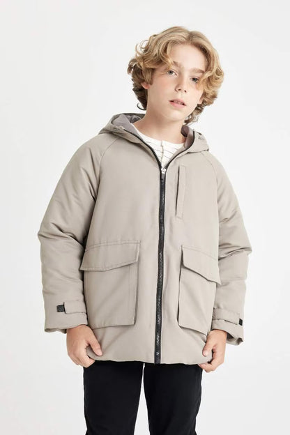 Boy Hooded Water Repellent Raincoat - -