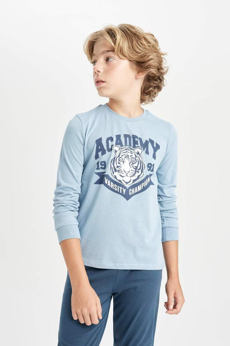 Boy Printed 2 Piece Pajama Set - - sky