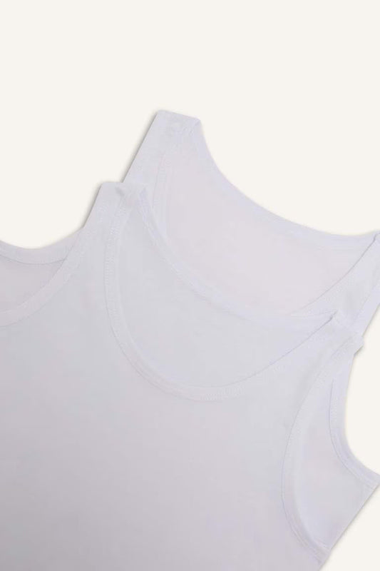 Boy 2 piece Regular Fit Tank Top - - White
