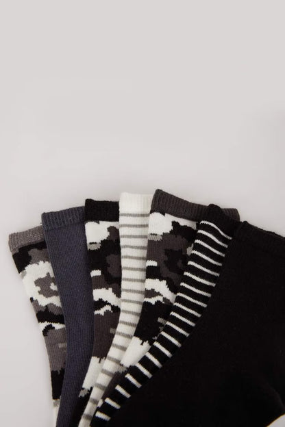 Boy 7 Piece Cotton Long Socks - -
