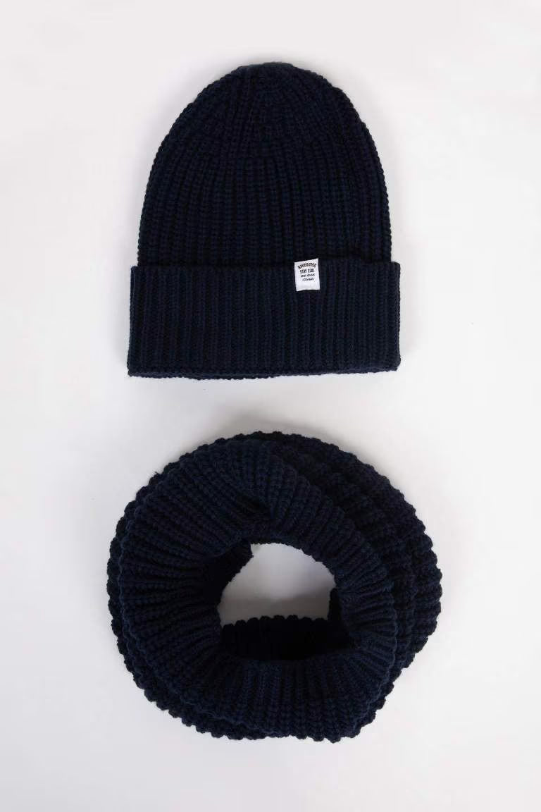 Boy Scarf Beret Set of 2 - - Navy Standard