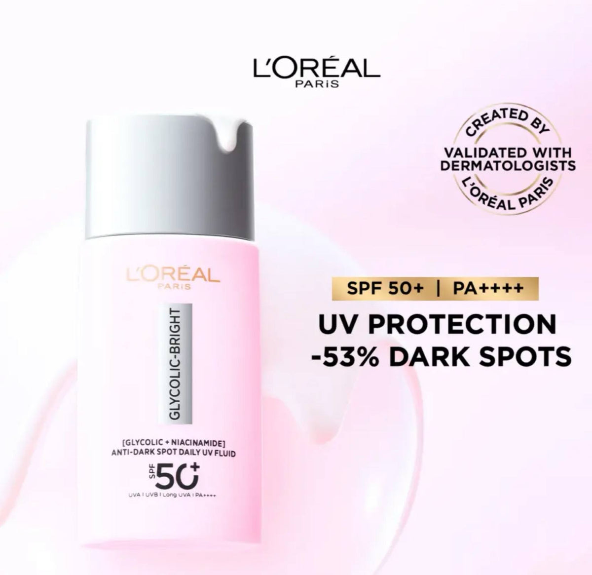 L'Oréal Paris Glycolic Bright Anti-Dark Spot Daily UV Fluid SPF 50+ - -