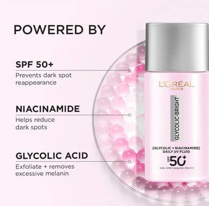 L'ORÉAL Glycolic Bright ANTI-DARK SPOT UV FLUID - -