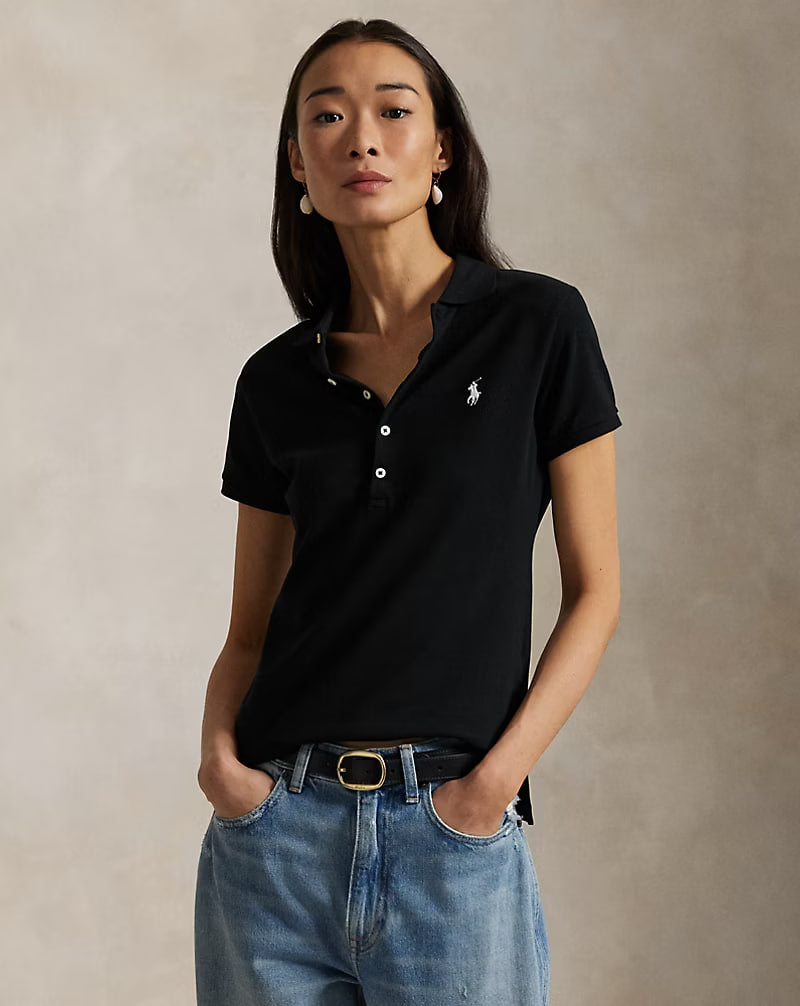 Slim Fit Stretch Polo Shirt - - Black