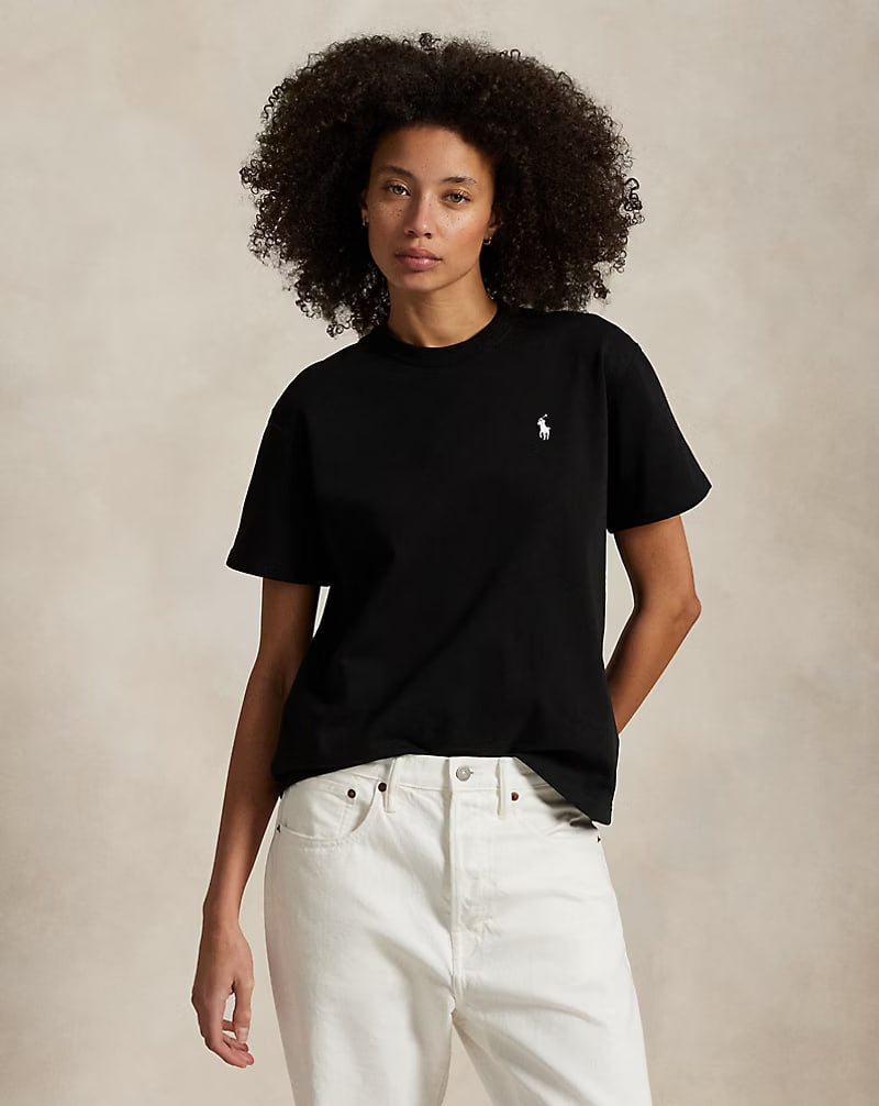 Relaxed Fit Cotton Jersey Tee - - Black