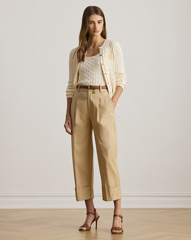 Double-Faced Stretch Cotton Ankle Pant - - surrey tan