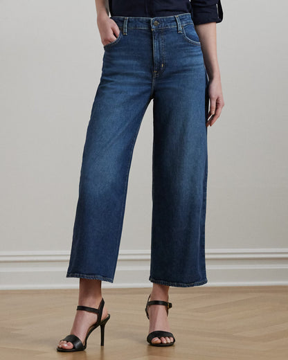 High-Rise Wide-Leg Cropped Jean - -