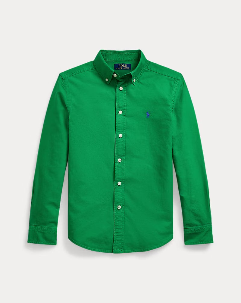 Garment-Dyed Cotton Oxford Shirt 8-20 - - Green