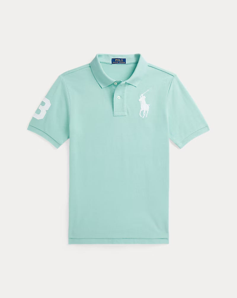 Big Pony Cotton Mesh Polo Shirt 8-20 - - Turquoise blue