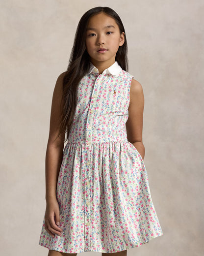 Floral Cotton Oxford Shirtdress 7-16 - -