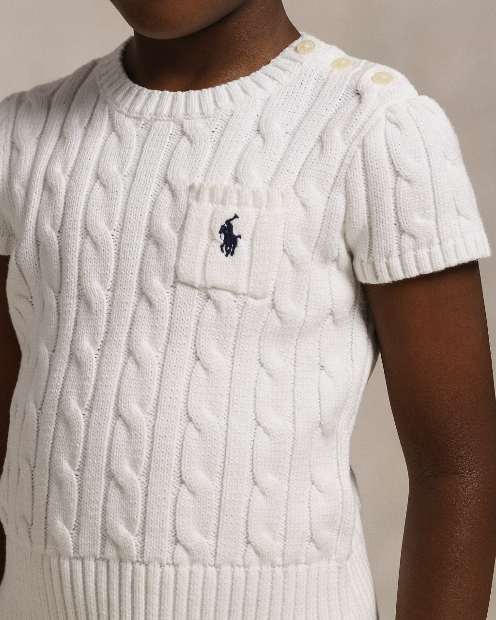 Cable-Knit Cotton Short-Sleeve Sweater 2-6 - -