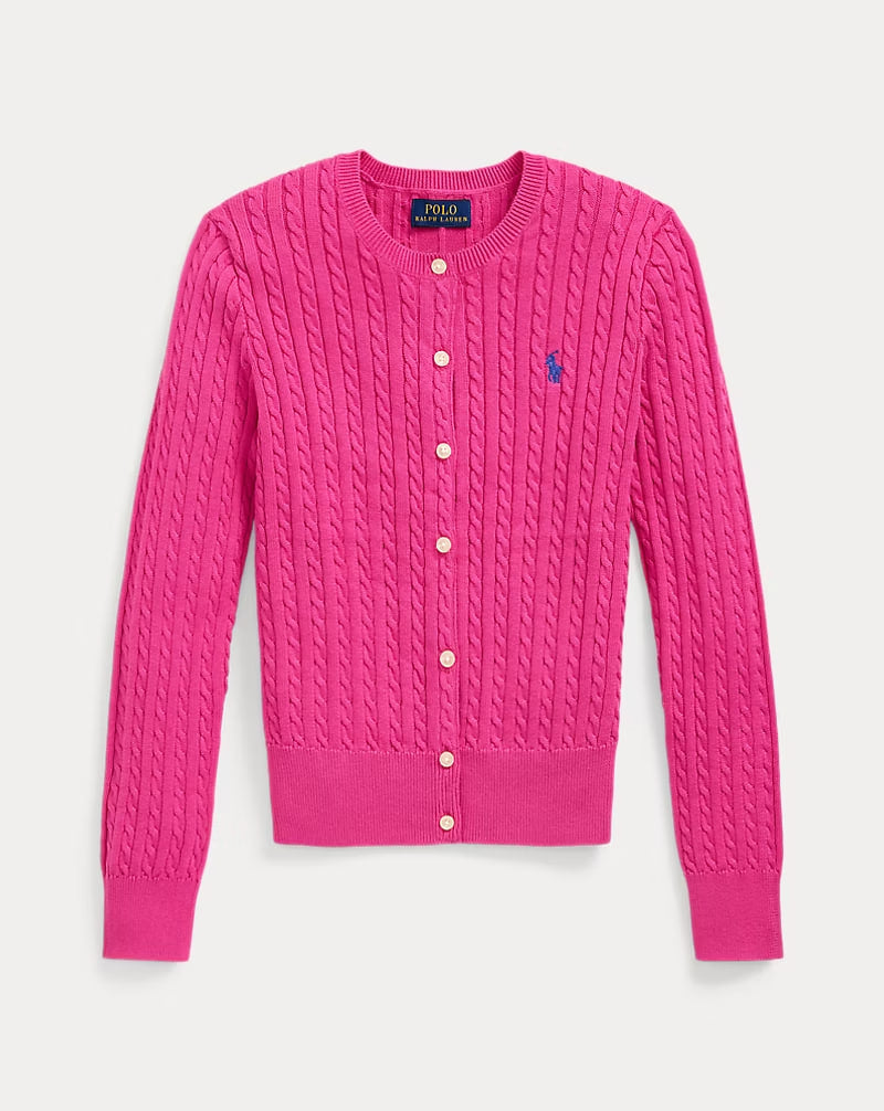Mini-Cable Cotton Cardigan 7-16 - - Pantone pink